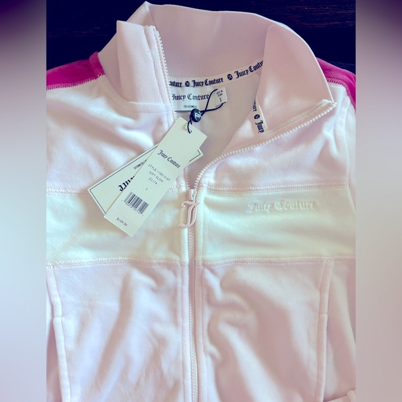 CROPPED COLORBLOCK VELOUR TRACK JACKET size small in soft glow and free love - Picture 6 of 6